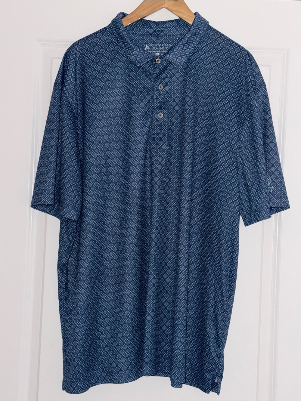 Bermuda Sands x Evans Prairie Golf Club Polo Mens 2XL Blue Floral Short Sleeve